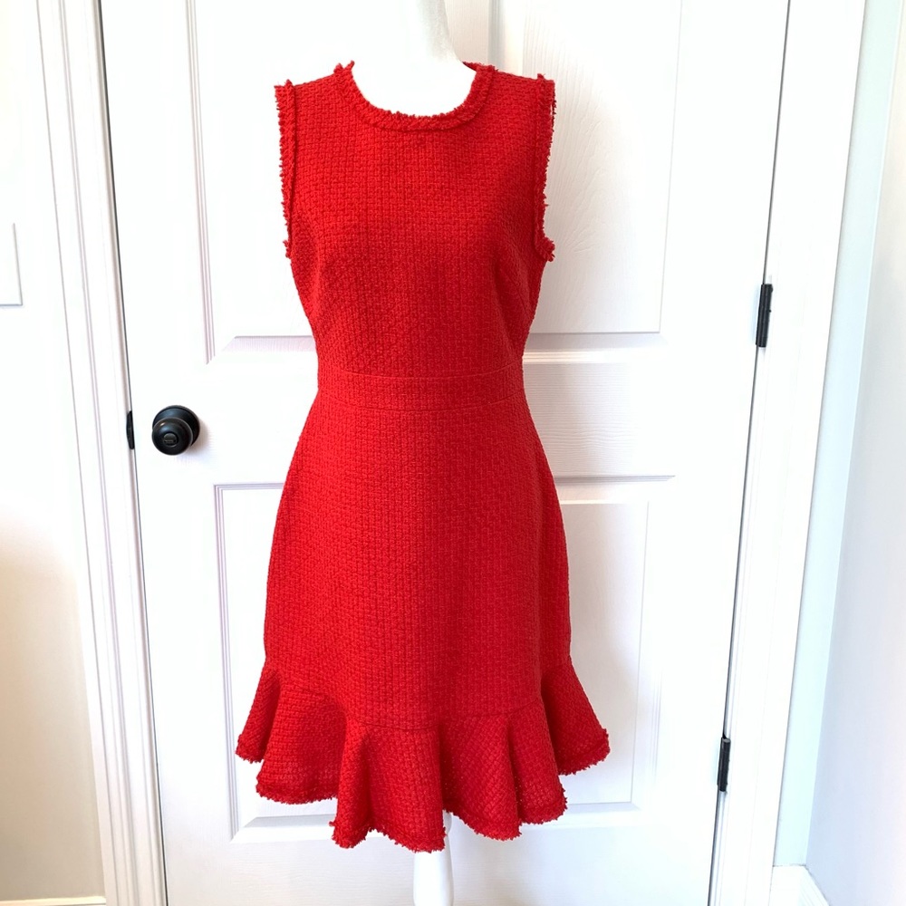 NWOT Kate Spade Sleeveless Red Tweed Sheath Dress - Picture 6 of 13
